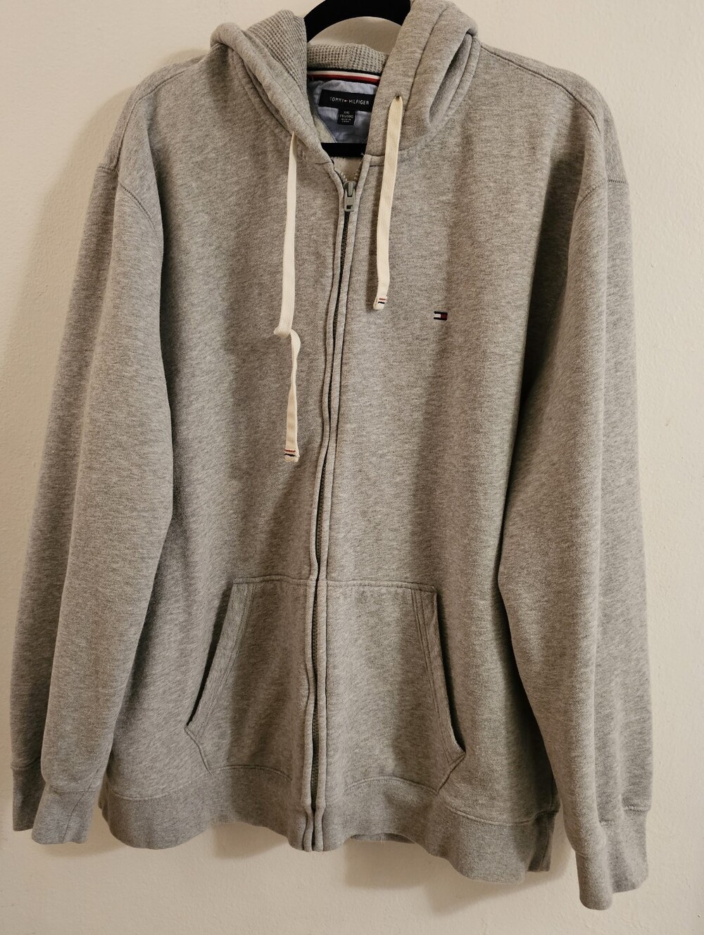 Tommy Hilfiger Men's Light Gray Full-Zip Hoodie Sweater Fleece Lined. XXL